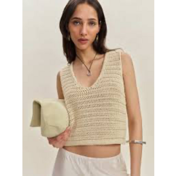 Reformation Tops - Reformation Women Beige Knit Tank Top in Cream